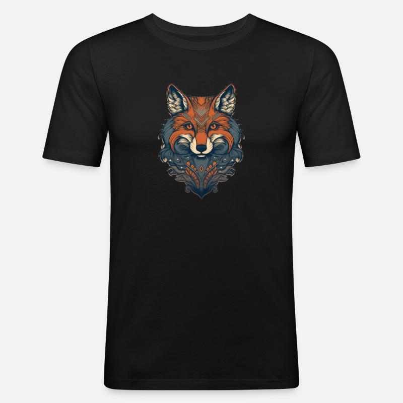 Fuchs - Männer Slim Fit T-Shirt - Schwarz