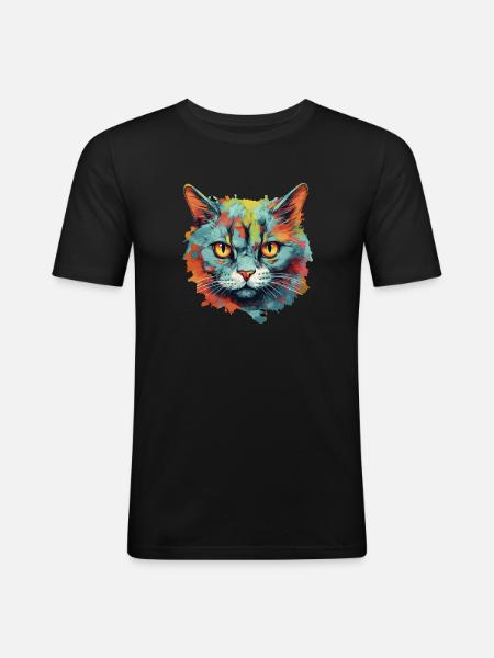 Cat - Men's Slim Fit T-Shirt - black