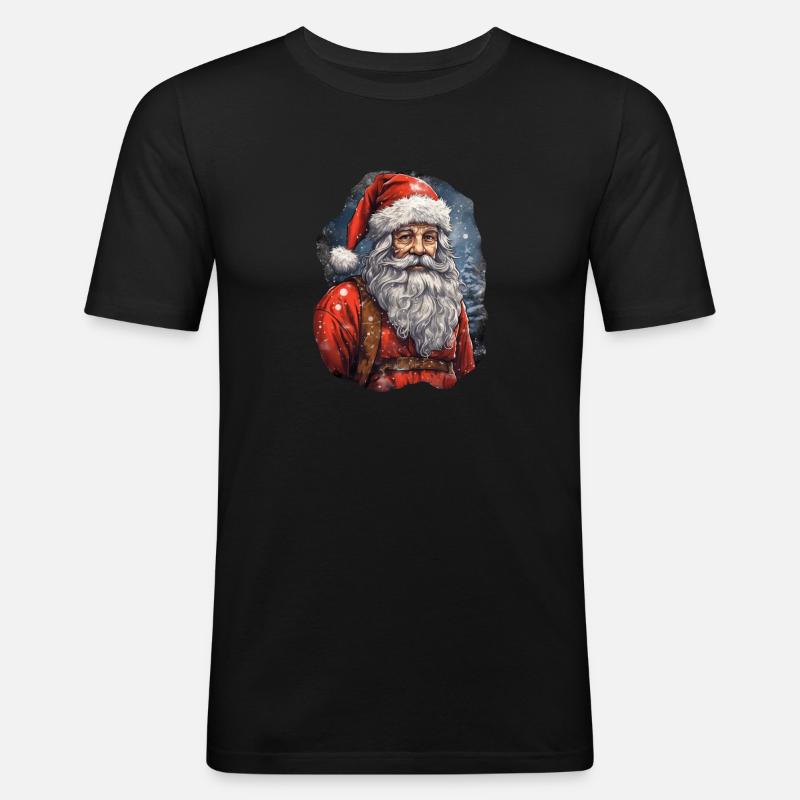 Weihnachtsmann - Männer Slim Fit T-Shirt - Schwarz