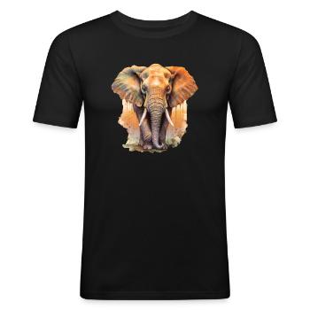 Elephant - Men's Slim Fit T-Shirt - black - Front - Nik (191cm)