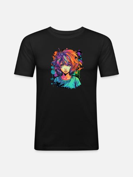 Anime Girl - Men's Slim Fit T-Shirt - black