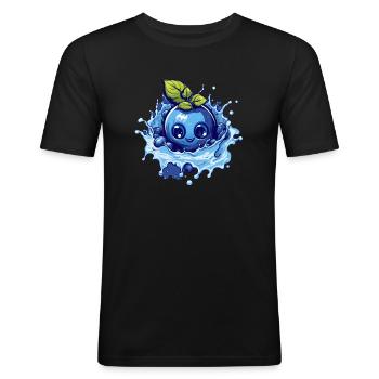 Blaubeere - Männer Slim Fit T-Shirt - Schwarz - Vorne - Nik (191cm)
