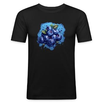 Blaubeere - Männer Slim Fit T-Shirt - Schwarz - Vorne - Nik (191cm)