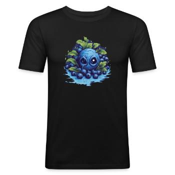 Blaubeere - Männer Slim Fit T-Shirt - Schwarz - Vorne - Nik (191cm)