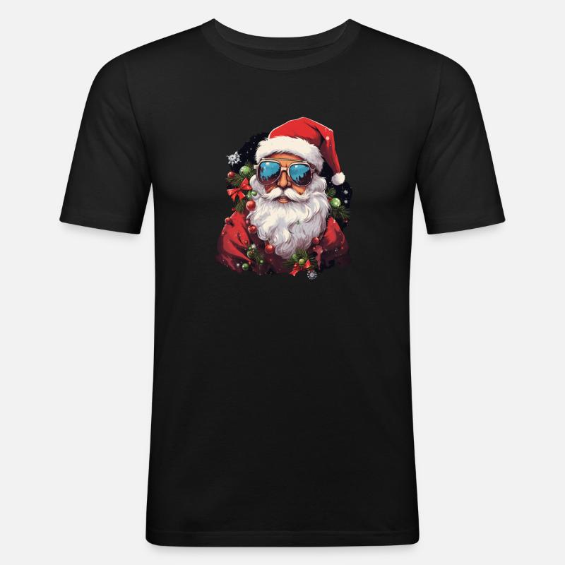 Weihnachtsmann - Männer Slim Fit T-Shirt - Schwarz