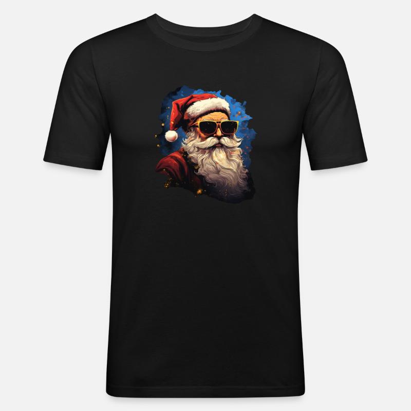 Weihnachtsmann - Männer Slim Fit T-Shirt - Schwarz