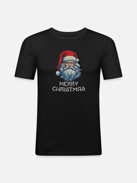 Weihnachtsmann Marry Christmas - Männer Slim Fit T-Shirt - Schwarz