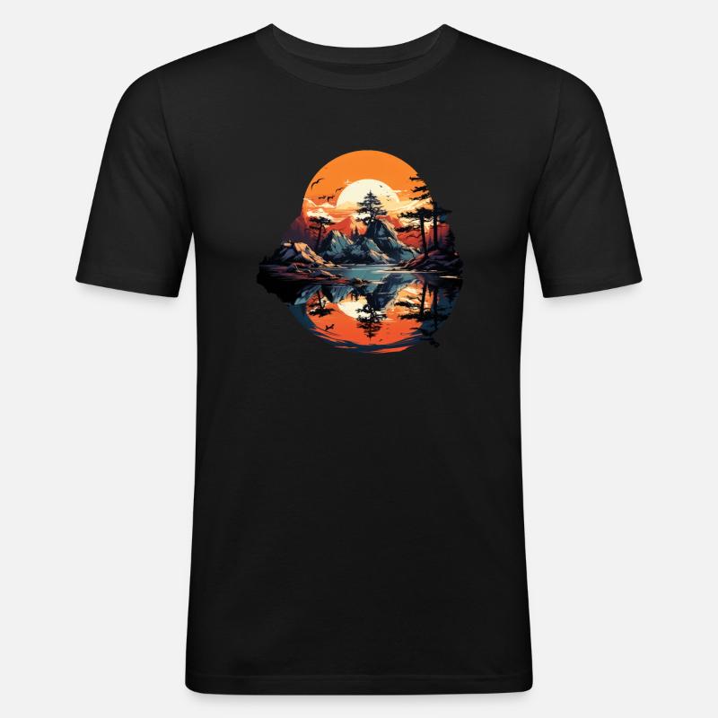 Landschaft - Männer Slim Fit T-Shirt - Schwarz