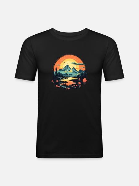 Landscape - Men's Slim Fit T-Shirt - black