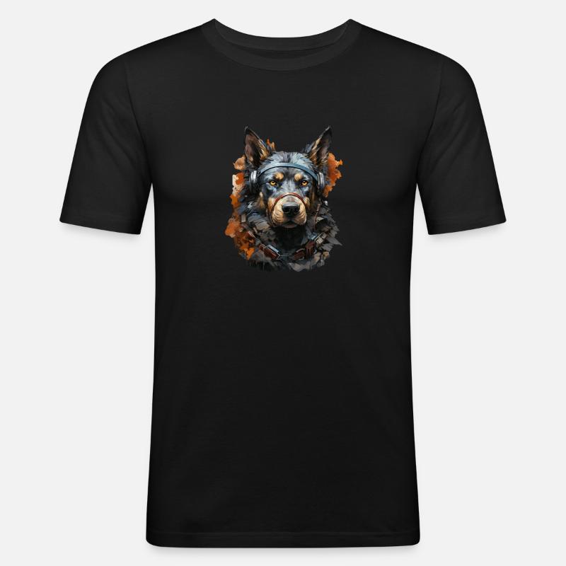 Hund - Männer Slim Fit T-Shirt - Schwarz