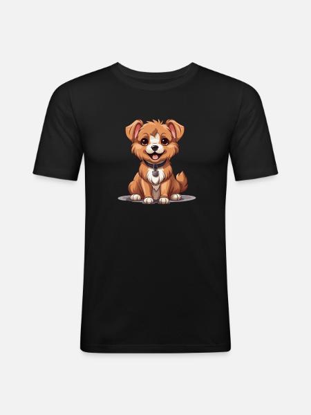 Dog - Kawaii Style - Men's Slim Fit T-Shirt - black