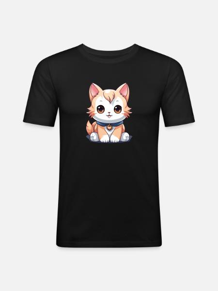Cat - Kawaii Style - Men's Slim Fit T-Shirt - black