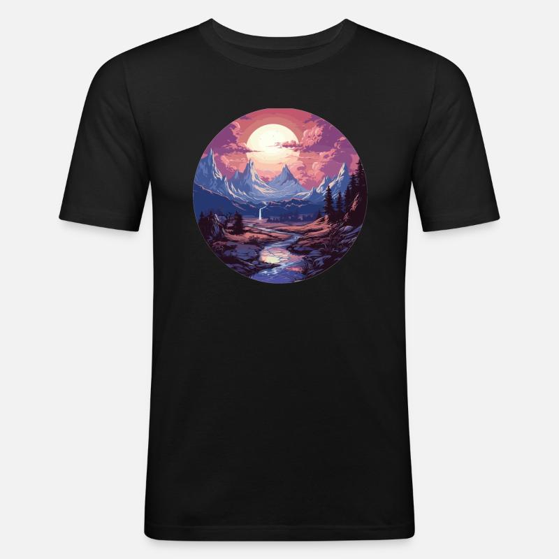 Landscape - Illustration - Men's Slim Fit T-Shirt - black