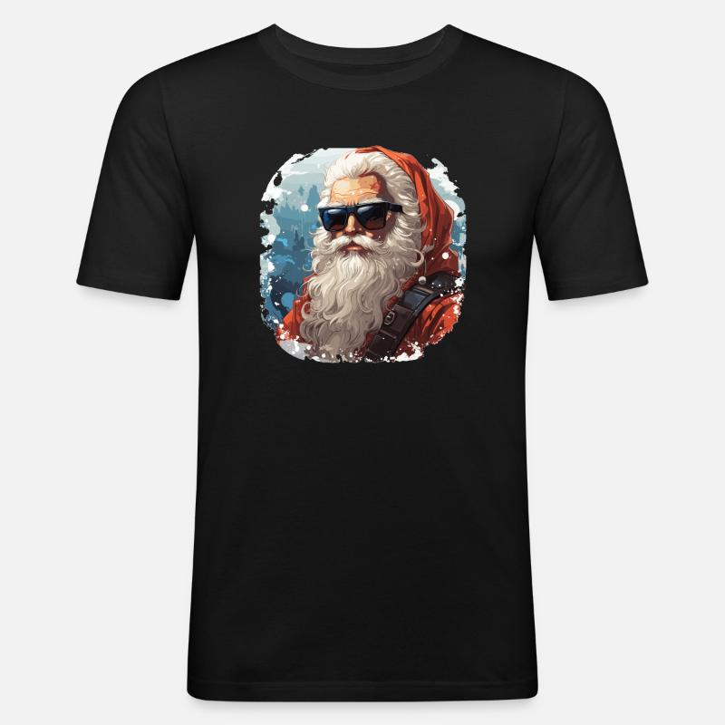 Weihnachtsmann - Illustration - Männer Slim Fit T-Shirt - Schwarz
