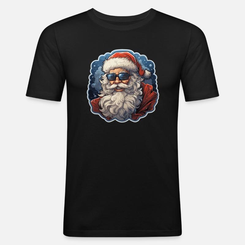 Weihnachtsmann - Illustration - Männer Slim Fit T-Shirt - Schwarz