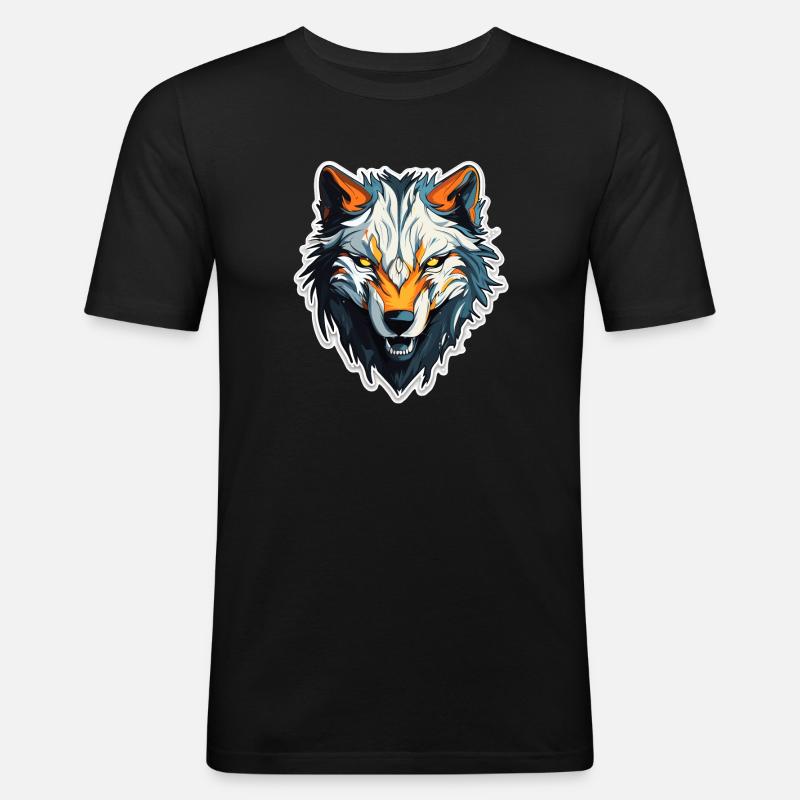 Wolf - Illustration - Männer Slim Fit T-Shirt - Schwarz