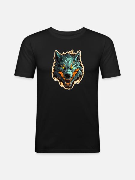Wolf - Illustration - Men's Slim Fit T-Shirt - black