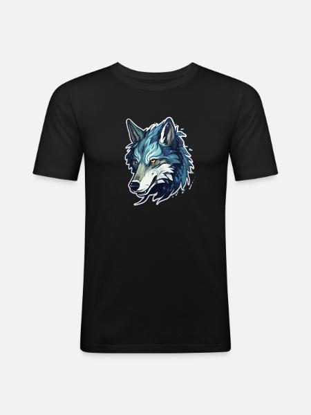 Wolf - Illustration - Men's Slim Fit T-Shirt - black