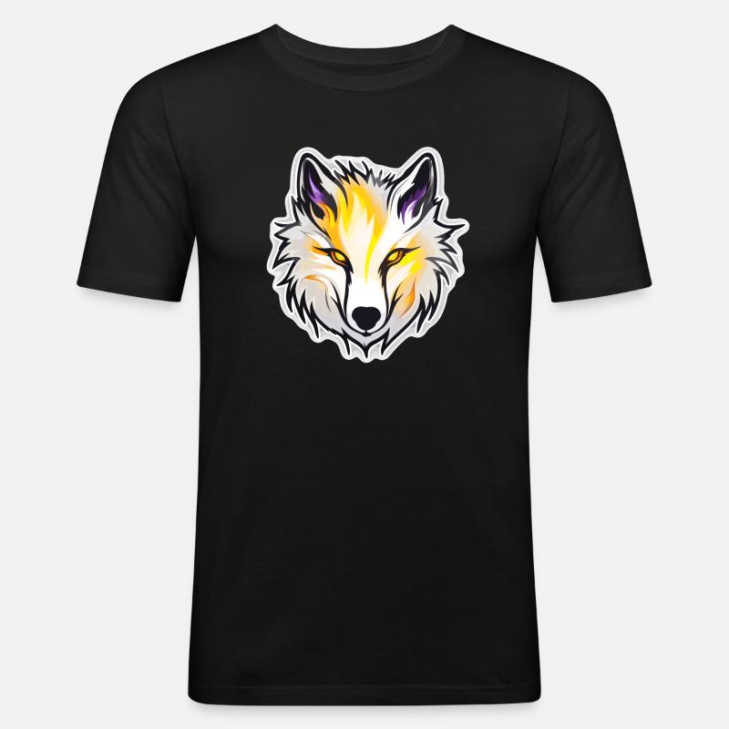 Wolf - Illustration - Männer Slim Fit T-Shirt - Schwarz