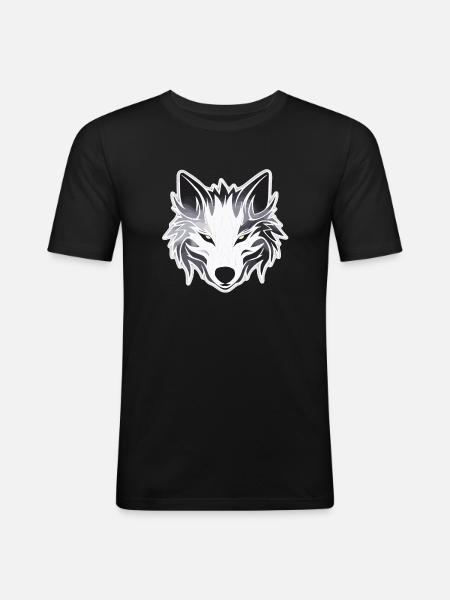 Wolf - Illustration - Men's Slim Fit T-Shirt - black