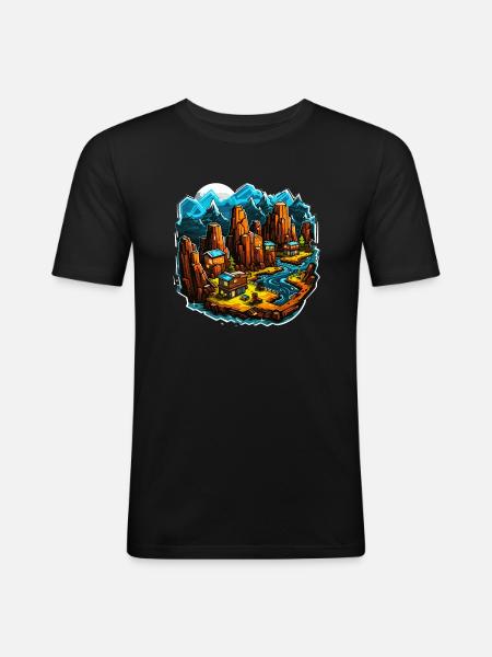 Landscape - Illustration - Men's Slim Fit T-Shirt - black