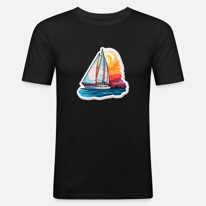 Segelboot - Illustration - Männer Slim Fit T-Shirt - Schwarz