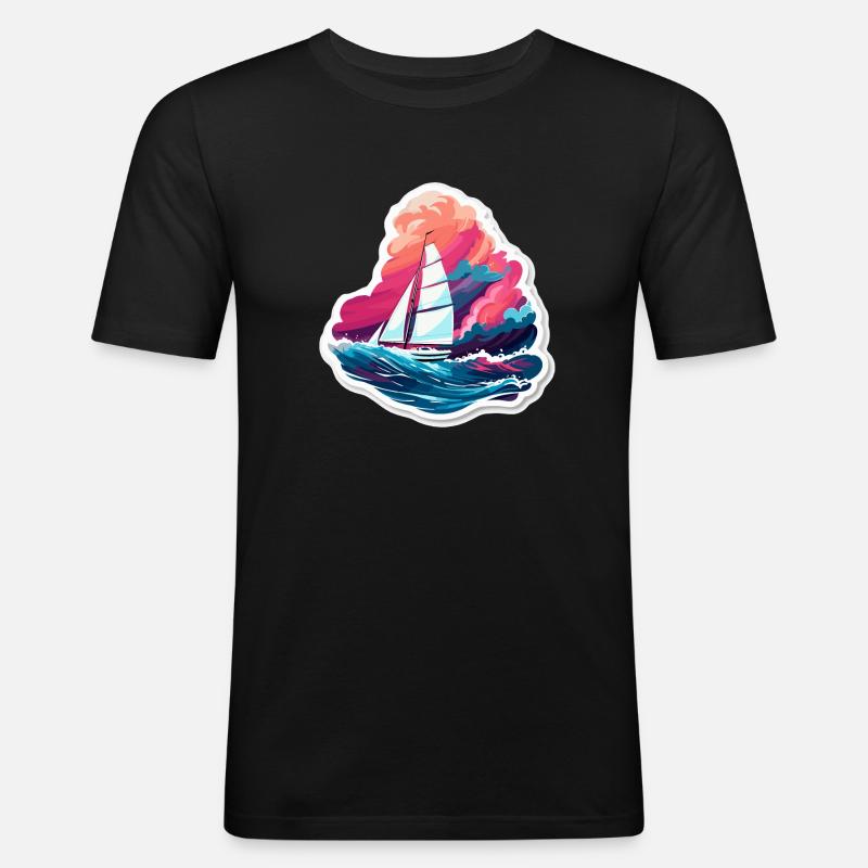Segelboot - Illustration - Männer Slim Fit T-Shirt - Schwarz