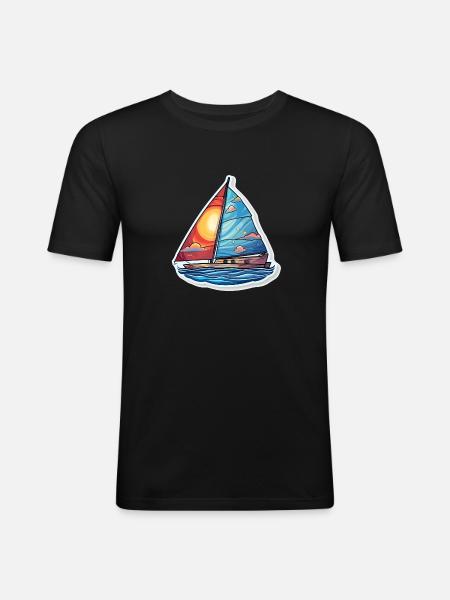 Segelboot - Illustration - Männer Slim Fit T-Shirt - Schwarz