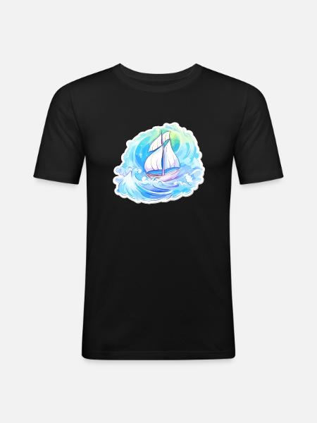 Segelboot - Illustration - Männer Slim Fit T-Shirt - Schwarz