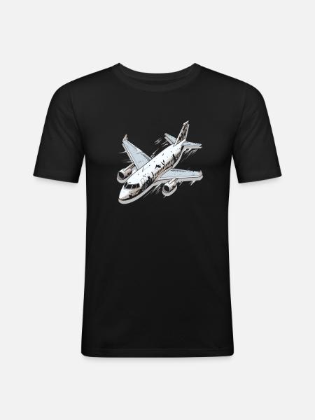 Airplane - illustration - Men's Slim Fit T-Shirt - black