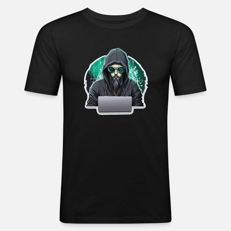 Ethical Hacker - Illustration - Männer Slim Fit T-Shirt - Schwarz