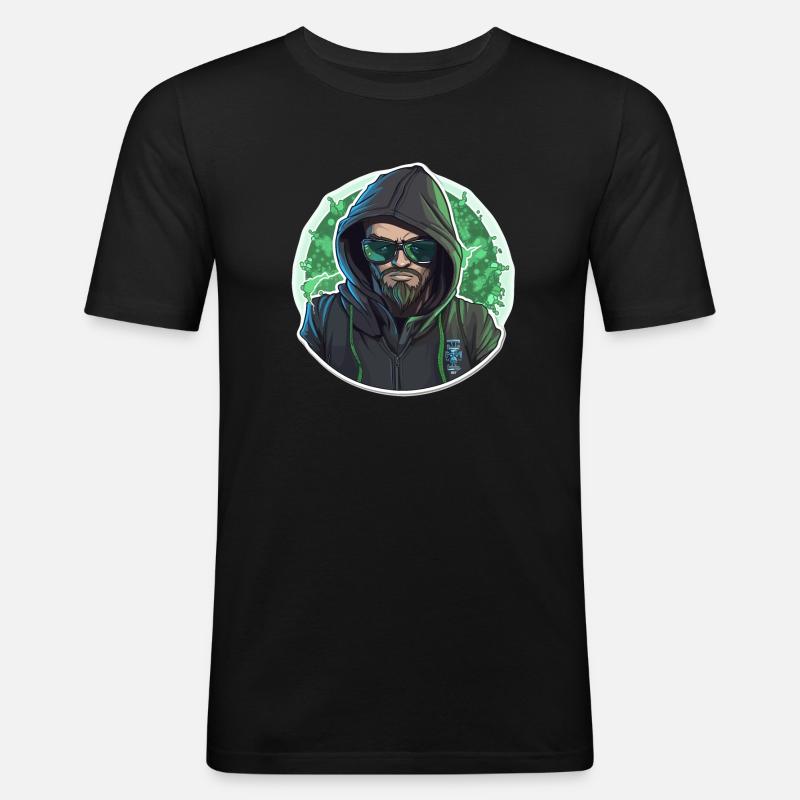 Ethical Hacker - Illustration - Männer Slim Fit T-Shirt - Schwarz