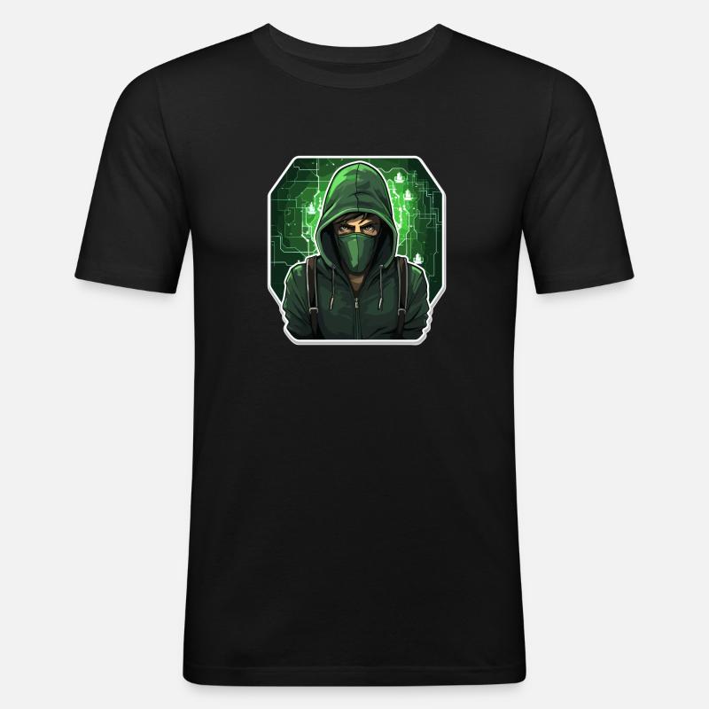 Ethical Hacker - Illustration - Männer Slim Fit T-Shirt - Schwarz
