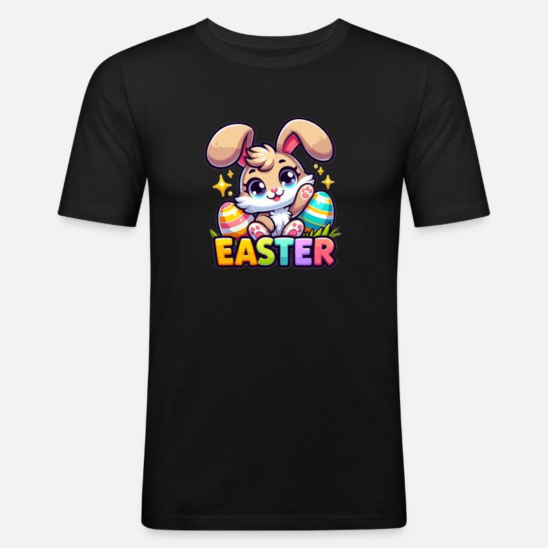 Happy Easter - Easter Bunny Illustration - Men's Slim Fit T-Shirt - black