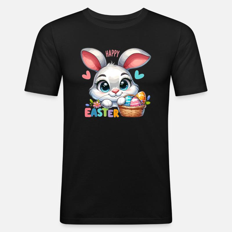 Happy Easter - Easter Bunny Illustration - Men's Slim Fit T-Shirt - black