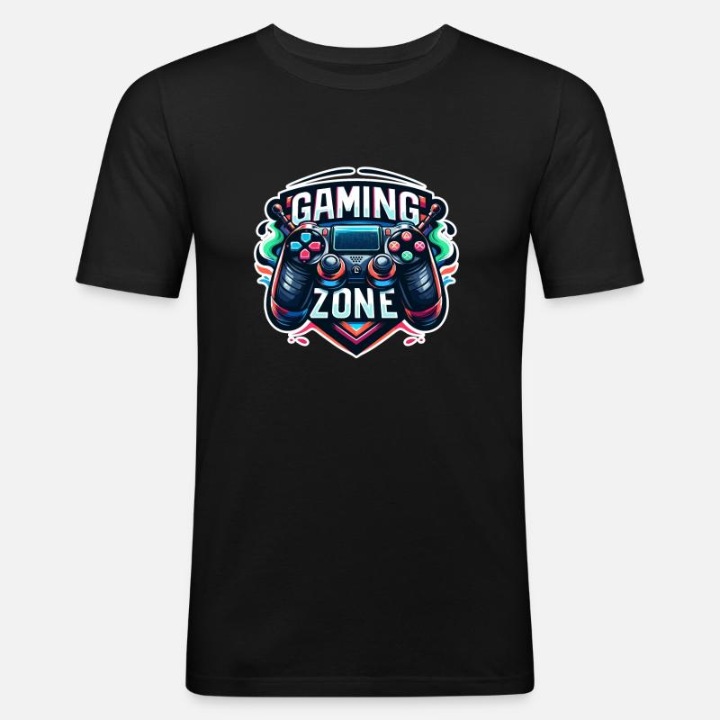 Gaming Zone - Controller Illustration - Männer Slim Fit T-Shirt - Schwarz