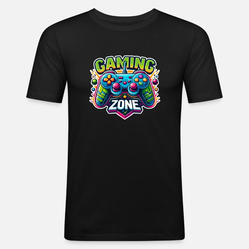 Gaming Zone - Controller Illustration - Männer Slim Fit T-Shirt - Schwarz
