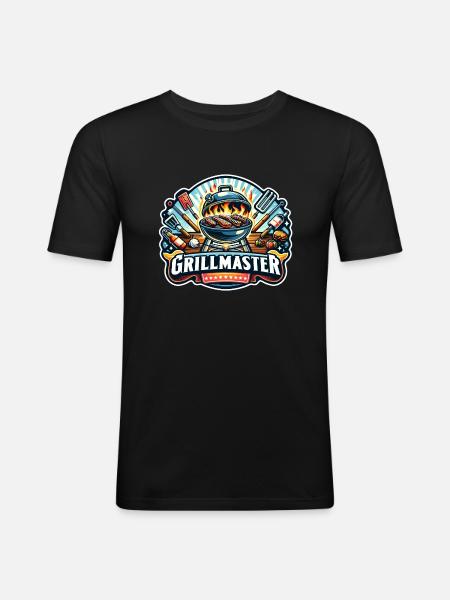 GrillMaster - Grill Illustration - Men's Slim Fit T-Shirt - black