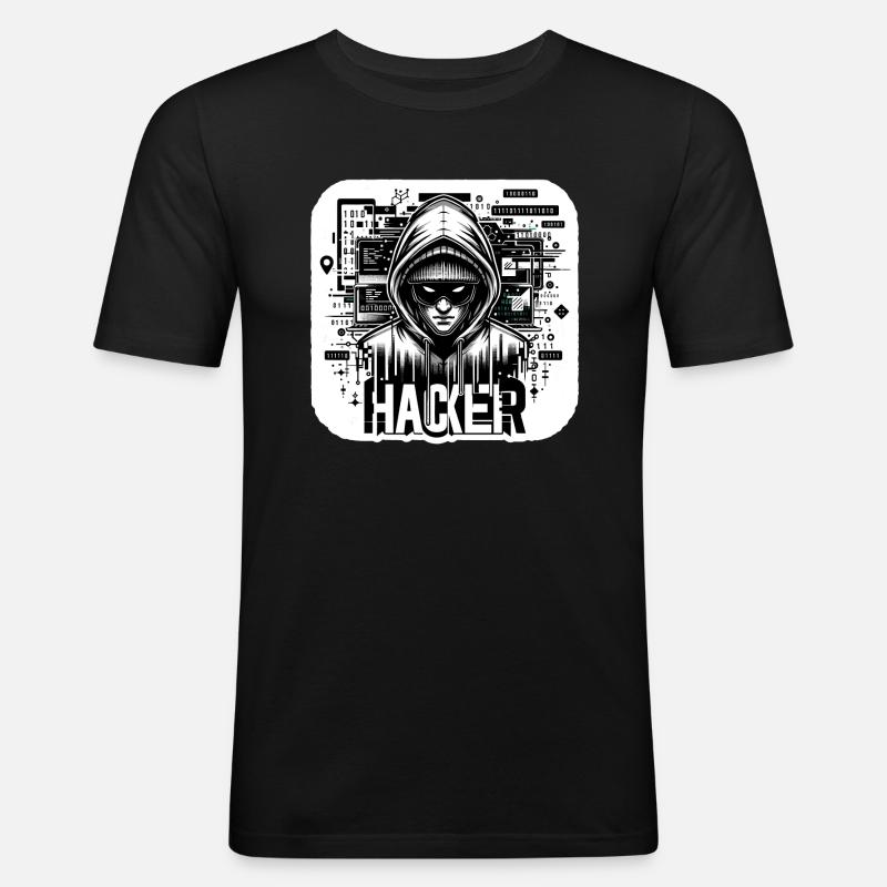 Hacker - Illustration - Männer Slim Fit T-Shirt - Schwarz