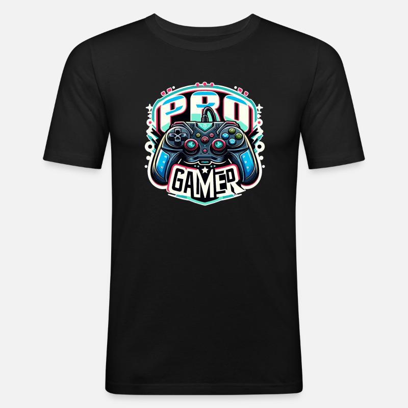 Pro Gamer - Controller Illustration - Männer Slim Fit T-Shirt - Schwarz