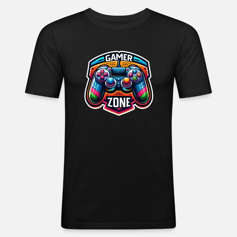 Gamer Zone - Controller Illustration - Men's Slim Fit T-Shirt - black