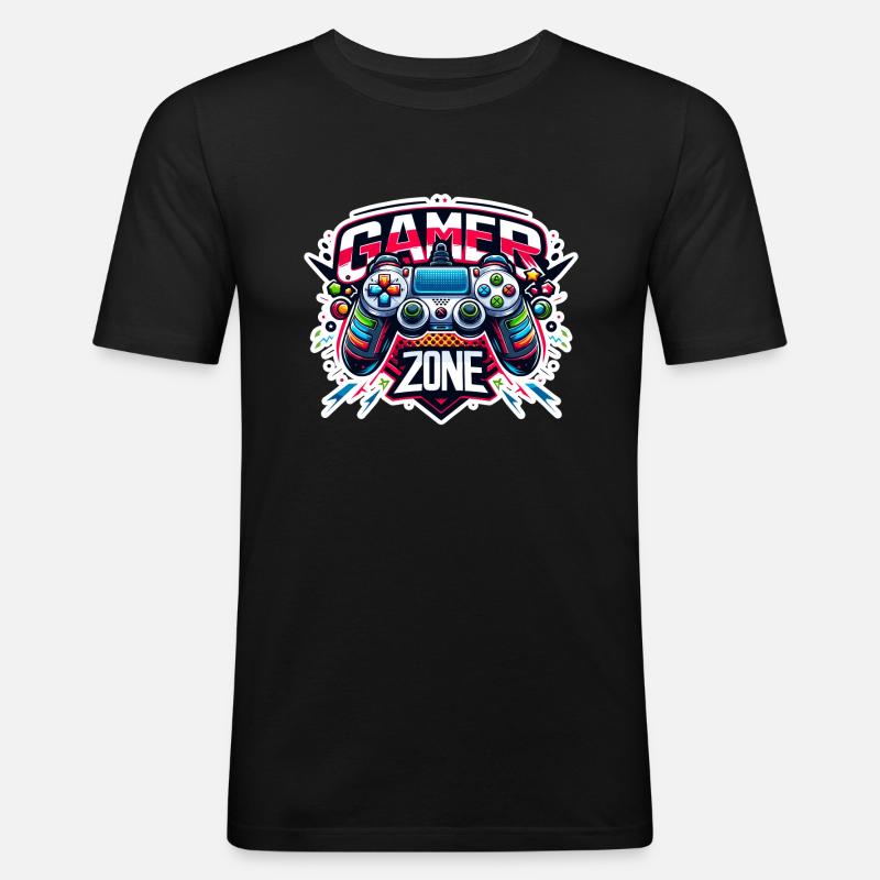 Gamer Zone - Controller Illustration - Men's Slim Fit T-Shirt - black