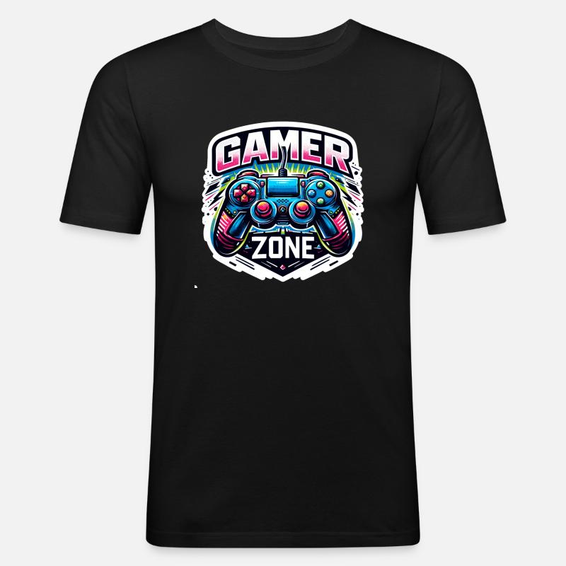 Gamer Zone - Controller Illustration - Männer Slim Fit T-Shirt - Schwarz