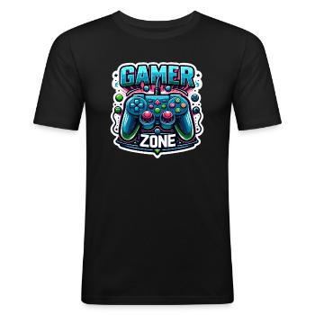 Gamer Zone - Controller Illustration - Men's Slim Fit T-Shirt - black - Front - Nik (191cm)