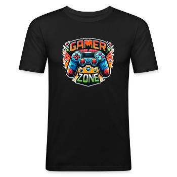 Gamer Zone - Controller Illustration - Men's Slim Fit T-Shirt - black - Front - Nik (191cm)
