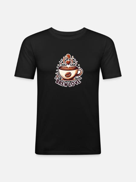 Brew Love - Coffee Cup Illustration - Men's Slim Fit T-Shirt - black