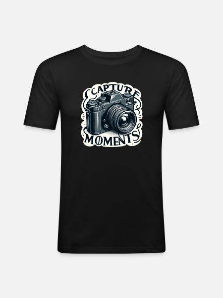 Capture Moments - Camera Illustration - Men's Slim Fit T-Shirt - black