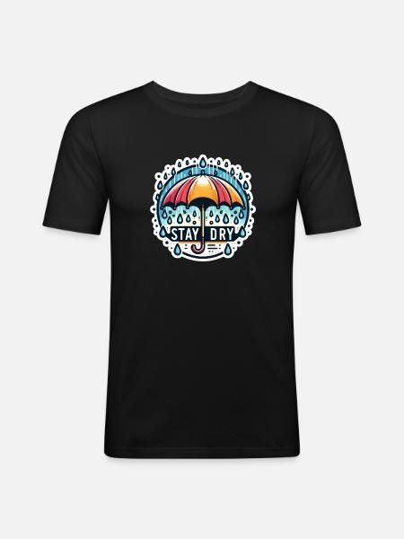 Stay Dry - Umbrella Illustration - Men's Slim Fit T-Shirt - black