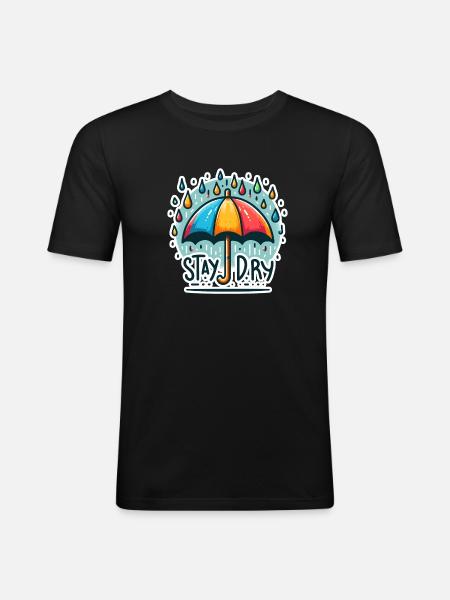 Stay Dry - Umbrella Illustration - Men's Slim Fit T-Shirt - black