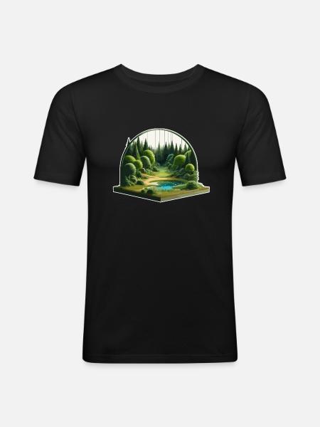 Landschaft - Illustration - Männer Slim Fit T-Shirt - Schwarz